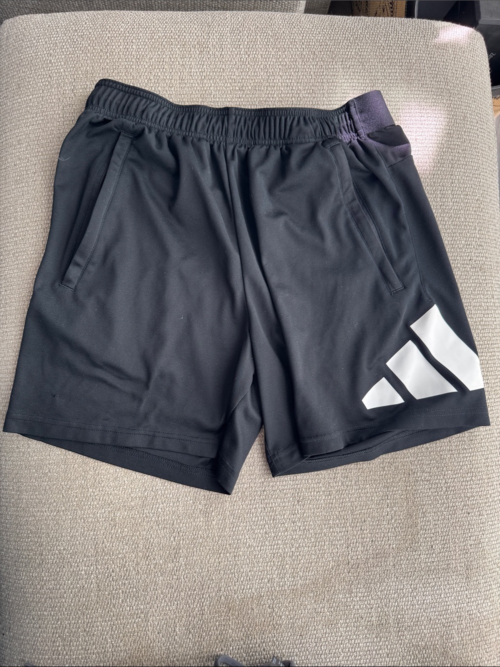 adidas Black Athletic Training Shorts with White Logo